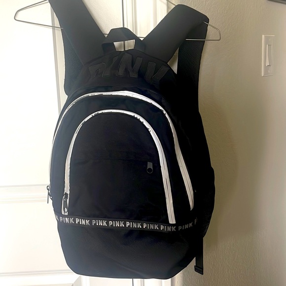 PINK Victoria's Secret Bags Pink Victorias Secret Backpack Black Logo Poshmark